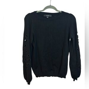 Vero Moda Black Eyelet Sleeve Crewneck Sweater